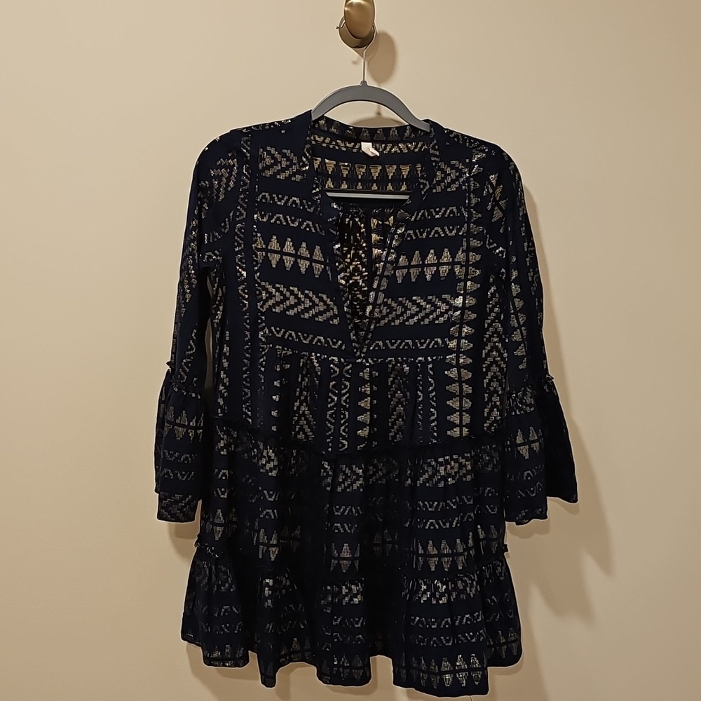 Elan Clara Dress; Navy with Gold Details; Size Small; EUC - Picture 3 of 7